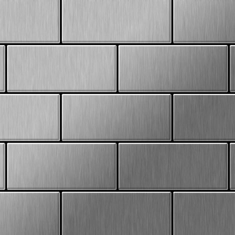 Azulejo mosaico de metal sólido Acero inoxidable cepillado gris 1,6 mm de grosor ALLOY Subway-S-S-B 0,58 m2 - gris