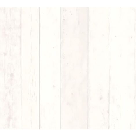 Empapelado aspecto madera Profhome 855046 papel pintado no tejido liso de estilo used look mate blanco gris 5,33 m2