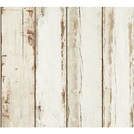 Empapelado aspecto madera Profhome 368931 papel pintado no tejido liso de estilo country mate crema marrón negro 5,33 m2
