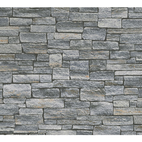 Empapelado aspecto piedra azulejos Profhome 958711 papel pintado no tejido  liso con dibujo naturaleza mate gris