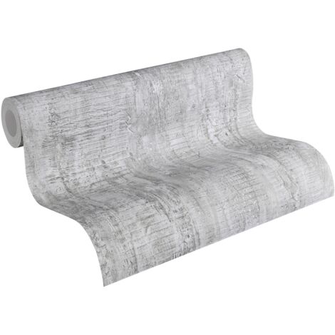 Empapelado aspecto piedra azulejos Profhome 944265 papel pintado no tejido ligeramente texturado de aspecto madera mate gris 5,33 m2