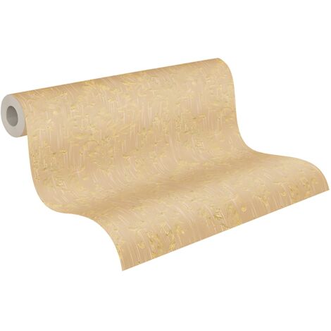 Papel pintado barroco Profhome 306594 papel pintado textil texturado de estilo barroco brillante oro beige 5,33 m2