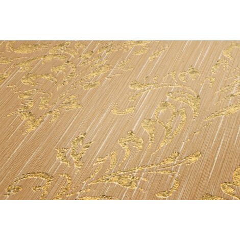 Papel pintado barroco Profhome 306594 papel pintado textil texturado de estilo barroco brillante oro beige 5,33 m2