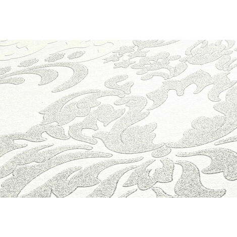 Papel pintado barroco Profhome 361661 papel pintado no tejido texturado de  estilo barroco destellante blanco 5,33 m2