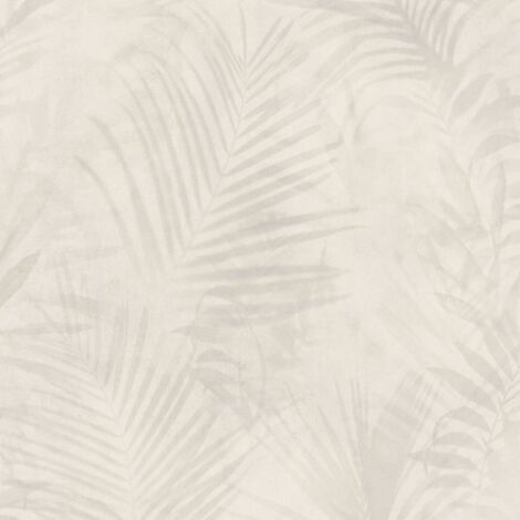 Papel pintado naturaleza Profhome 374113 papel pintado no tejido ligeramente texturado con dibujo de jungla mate beige blanco-crema gris 5,33 m2