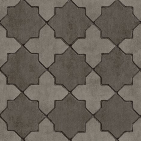 Papel pintado gráfico Profhome 374213 papel pintado no tejido ligeramente texturado con dibujo gráfico mate gris negro 5,33 m2