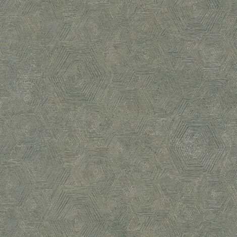Papel pintado gráfico Profhome 386984 papel pintado no tejido ligeramente texturado con dibujo gráfico brillante verde oro platino 5,33 m2 (1/5)