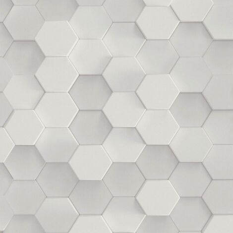 Empapelado para baños y cocinas Profhome 387231 papel pintado vinílico estampado en caliente tejido non tejido liso con figuras geométricas mate gris blanco 5,33 m2