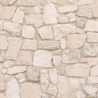 Empapelado aspecto piedra azulejos Profhome 692429 papel pintado ligeramente texturado con textura perceptible mate crema beige arena 5,33 m2