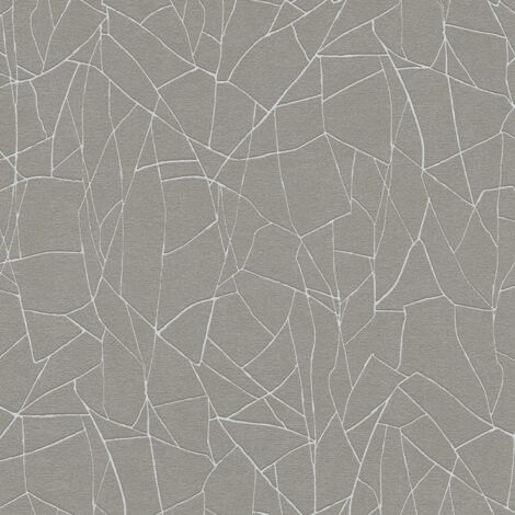 Carta da parati grafica Profhome 399343 Carta da parati TNT leggermente strutturata con pattern astratto scintillante grigio bianco 5,33 m2 (1/5)