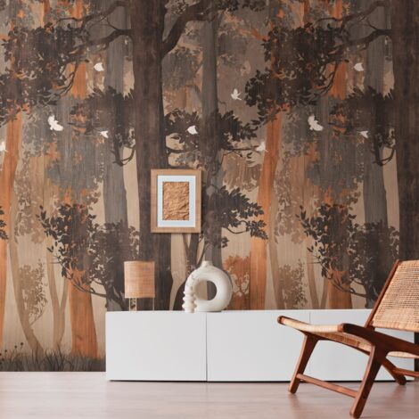 Sfondo fotografico Profhome 392371 Carta da parati TNT goffrata a caldo liscia con motivo foresta opaca blu beige arancione 1,59 m x 2,8 m (1/3)