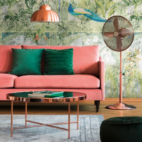 Sfondo fotografico Profhome 393321 Carta da parati TNT goffrata a caldo liscia con ornamenti floreali opaca verde azzurro grigio 1,59 m x 2,8 m (1/3)