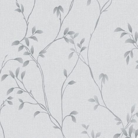 Carta da parati country Profhome 397674 Carta da parati TNT strutturata con ornamenti floreali opaca grigio grigio-chiaro 5,33 m2 (1/5)