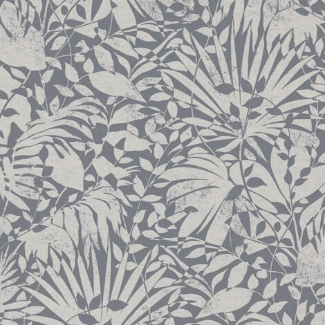 Carta da parati di lusso Profhome 388314 Carta da parati TNT strutturata con ornamenti floreali ed effetto metallico grigio argento 5,33 m2 (1/5)