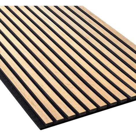 Pannello acustico 3D NMC 3054675 SELITSTYLE Pannello da parete 240 x 56,5 cm Rivestimento murale effetto legno a lamelle doghe naturale Design scandinavo rovere chiaro