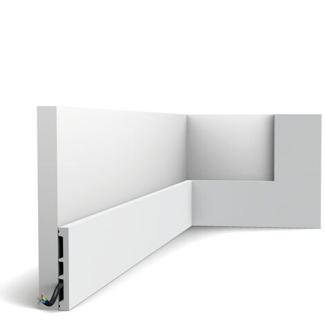 Battiscopa Orac Decor SX163-RAL9003 AXXENT SQUARE zoccolino profilo multifunzione modanatura tipo stucco preverniciata design classico bianco segnale 2 m