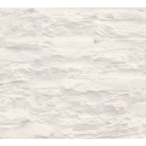 Carta da parati a pietre e mattonelle Profhome 959083 Carta da parati TNT liscia con elementi di natura opaca crema bianco 5,33 m2