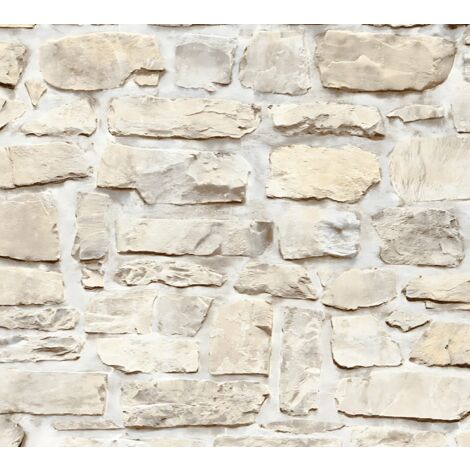 Carta da parati a pietre e mattonelle Profhome 363703 Carta da parati TNT liscia con elementi di natura opaca beige giallo 5,33 m2