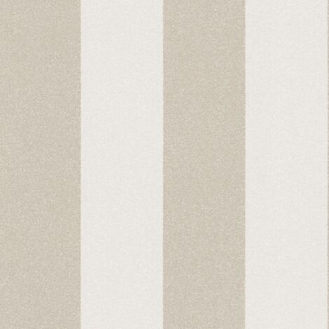 Carta da parati a righe Profhome 375543 Carta da parati TNT leggermente strutturata a righe opaca beige bianco-crema 5,33 m2