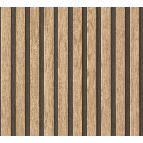 Carta da parati aspetto legno Profhome 391091 Carta da parati TNT goffrata a caldo strutturata con aspetto legno opaca beige marrone nero 5,33 m2