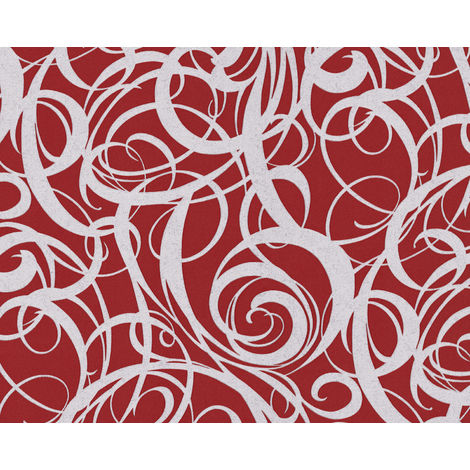 Graphic wallpaper wall EDEM 81136BR25 hot embossed non-woven wallpaper with abstract pattern and metallic highlights red purple red silver 10.65 m2 (114 ft2) - red