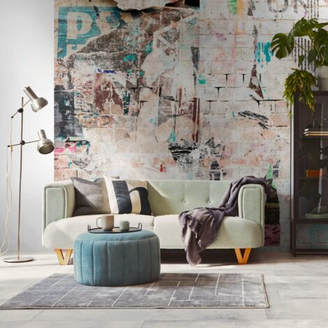 Photo wallpaper Profhome 399271 hot embossed non-woven wallpaper smooth graffiti matt beige blue brown yellow 3.71 m x 2.8 m (1/3)