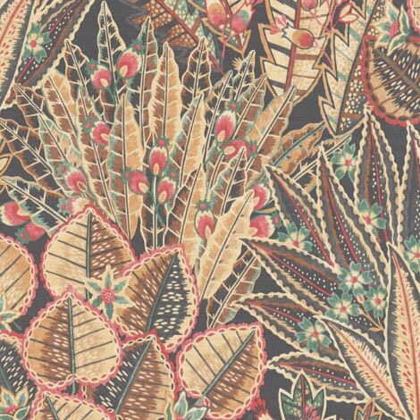 Flowers wallcovering wall Profhome 396531 hot embossed non-woven wallpaper slightly textured with floral ornaments matt brown red black beige 5.33 m2 (1/5)