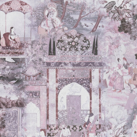 Asia wallcovering wall Profhome 381744 smooth non-woven non-textured wallpaper with architectural subjects matt pink purple brown white 5.33 m2 (1/5)