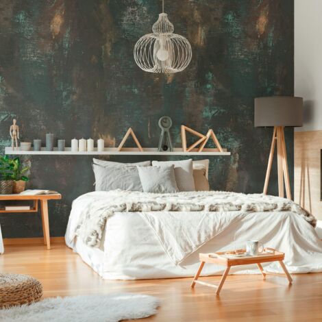 Photo wallpaper Profhome 392321 hot embossed non-woven wallpaper smooth with decorative render look matt black gold turquoise blue 2.12 m x 2.8 m (1/3)
