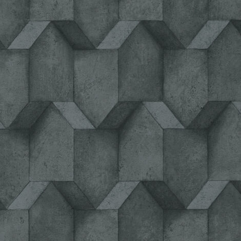 3D wallcovering wall Profhome 388272 hot embossed non-woven wallpaper textured with geometric shapes matt anthracite grey black 5.33 m2