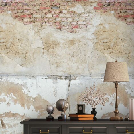Photo wallpaper Profhome 392491 hot embossed non-woven wallpaper smooth brick look matt beige grey brown 1.59 m x 2.8 m (1/3)