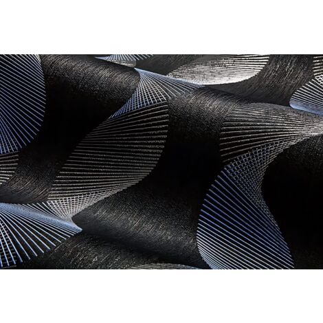 Graphic wallpaper wall EDEM 85035BR36 vinyl wallpaper slightly textured with wavy lines and metallic highlights anthracite black grey violet blue silver 5.33 m2 (57 ft2)