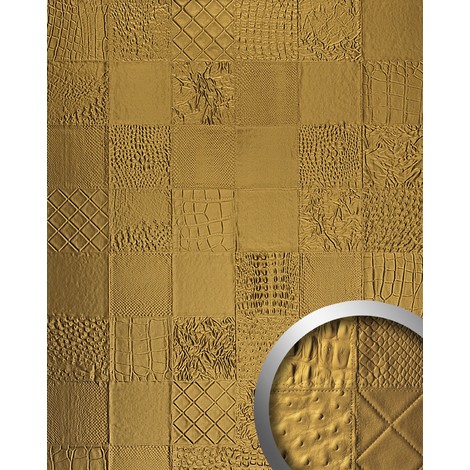 WallFace 13926 COLLAGE Wall panel leather 3D interior wallcovering decoration self-adhesive gold 2.60 sqm - gold