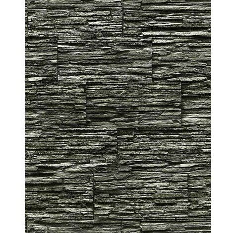 Vinyl wallpaper wall modern textured stone natural 1003-34 brick decor extra washable black grey 5.33 sqm (57 sq ft) (1/3)