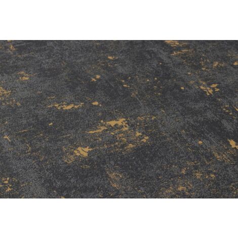 Stone tile wallpaper wall Profhome 230782 non-woven wallpaper slightly textured with tangible texture matt black gold 5.33 m2 (57 ft2)