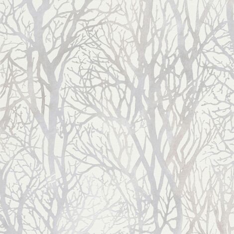 Nature wallpaper wall Profhome 300941 non-woven wallpaper textured with nature-inspired pattern matt white silver 5.33 m2 (57 ft2)