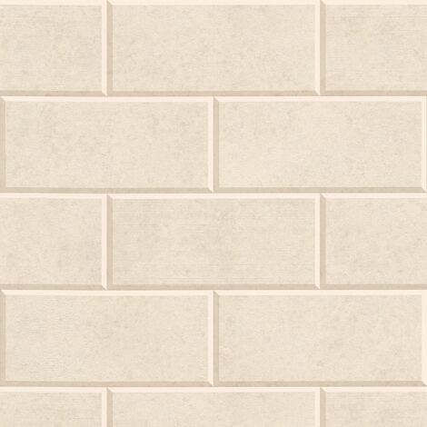 Stone tile wallpaper wall Profhome 343221 non-woven wallpaper slightly textured stone look matt beige cream 7.035 m2 (75 ft2)