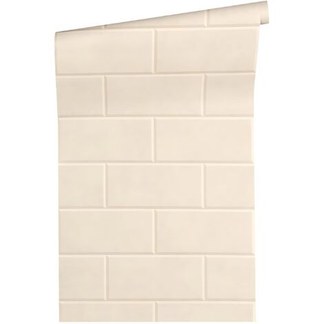 Stone tile wallpaper wall Profhome 343221 non-woven wallpaper slightly textured stone look matt beige cream 7.035 m2 (75 ft2)