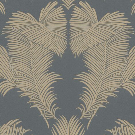 Nature wallpaper wall Profhome 379593 non-woven wallpaper textured with graphical pattern shiny gold grey 5.33 m2 (57 ft2)
