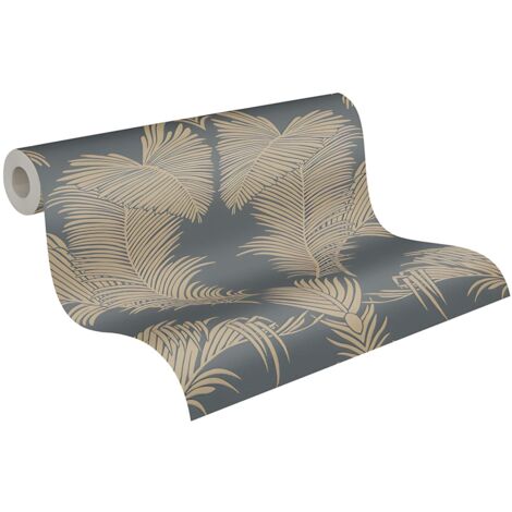 Nature wallpaper wall Profhome 379593 non-woven wallpaper textured with graphical pattern shiny gold grey 5.33 m2 (57 ft2)