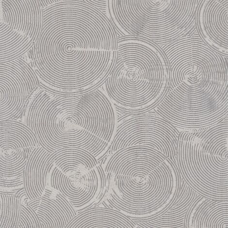 Graphic wallpaper wall Profhome 379002 non-woven wallpaper slightly textured with graphical pattern shiny grey silver 5.33 m2 (57 ft2)