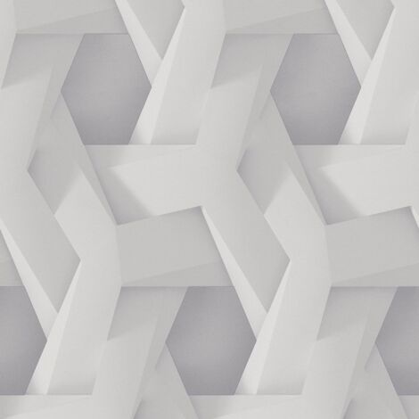 3D wallcovering wall Profhome 387211 hot embossed non-woven wallpaper smooth with geometric shapes matt grey white 5.33 m2 (57 ft2) (1/5)