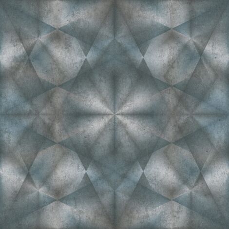 3D wallcovering wall Profhome 386924 hot embossed non-woven wallpaper slightly textured caleidoscope style shimmering blue teal grey silver 5.33 m2 (57 ft2) (1/5)
