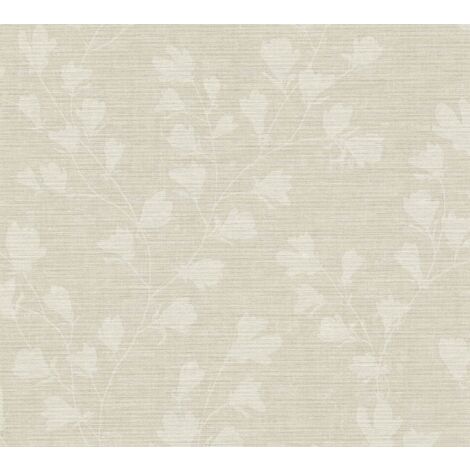 Flowers wallcovering wall Profhome 387474 hot embossed non-woven wallpaper slightly textured with floral ornaments matt beige grey taupe 5.33 m2 (57 ft2) (1/5)