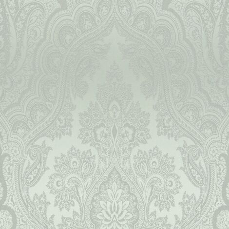 Baroque wallcovering wall Profhome 387081 hot embossed non-woven wallpaper smooth baroque style glittering green silver mint green 5.33 m2 (57 ft2) (1/5)