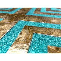 Shell wall covering WallFace LU06 CAPIZ decorative tile hand-crafted with real shells und glass beads mother-of-pearl look beige turquoise bronze 0.2 m2