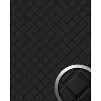 WallFace 15030 ROMBO Wall panel leather square 3D interior decor wallcovering self-adhesive black 2.60 sqm - black