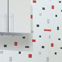Wallpaper wall washable EDEM 584-26 vinyl modern mosaic tile decor white black silver grey red 5.33 sqm (57 sq ft)