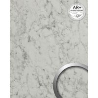 Wall panel marble look WallFace 19345 MARBLE WHITE smooth Decor Panel natural stone look glossy self-adhesive abriebfest white grey-white 2.6 m2 - white