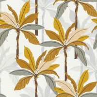 Nature wallpaper wall Profhome 375302 non-woven wallpaper smooth with palm trees matt yellow white grey orange 5.33 m2 (57 ft2)